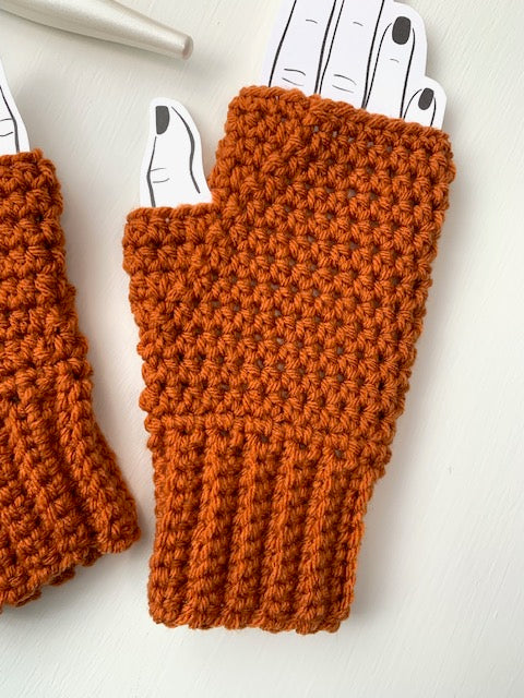 Fingerless Gloves - Burnt Pumpkin - Ready to Ship
