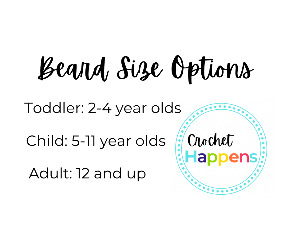 crocheted beard size options chart