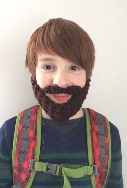 brown crocheted beard