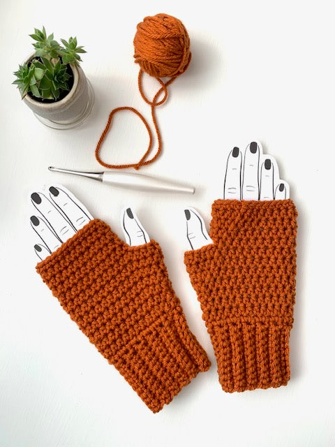 Fingerless Gloves - Burnt Pumpkin - Ready to Ship