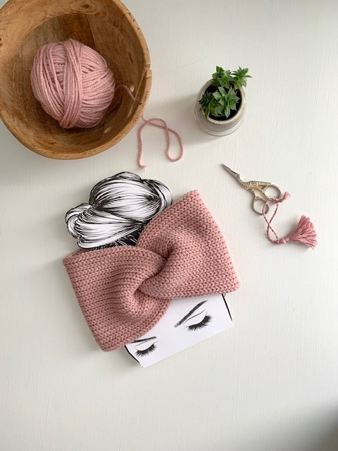 Double Knit Twisted Ear Wamer - Rosy Cheeks