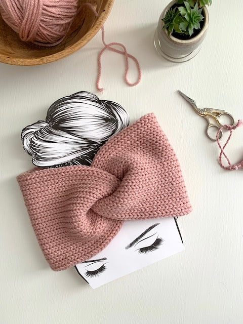 Double Knit Twisted Ear Wamer - Rosy Cheeks