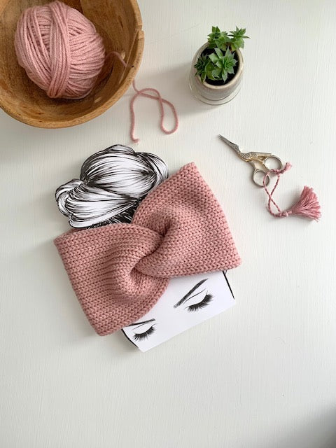 Double Knit Twisted Ear Wamer - Rosy Cheeks